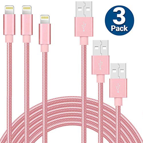 3 Pack 6FT Extra Long Fast Charger Cable 90 Degree Nylon Braided iPhone USB Charging & Syncing Cord Compatible with iPhone 12/11/ Xs Max/XS/XR/X 8 7 6 6S 6 Plus iPad iPod 6ft, Black Gray 